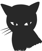 illustrated silhouette of cat bust