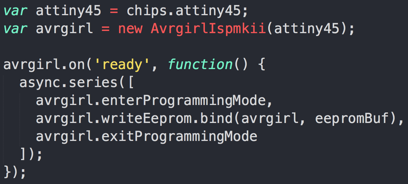screenshot of avrgirl example code